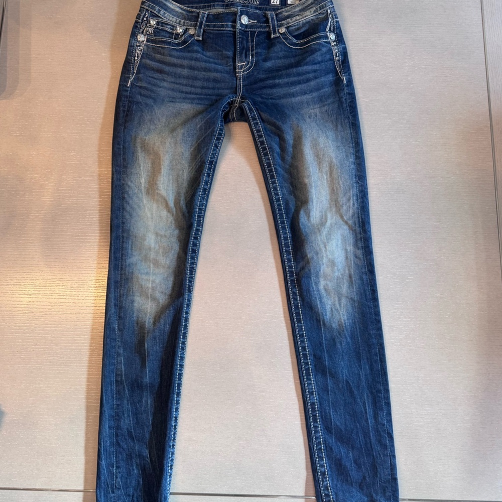 Miss Me Signature Skinny Jeans Floral Embroidered 27 - Picture 4 of 7